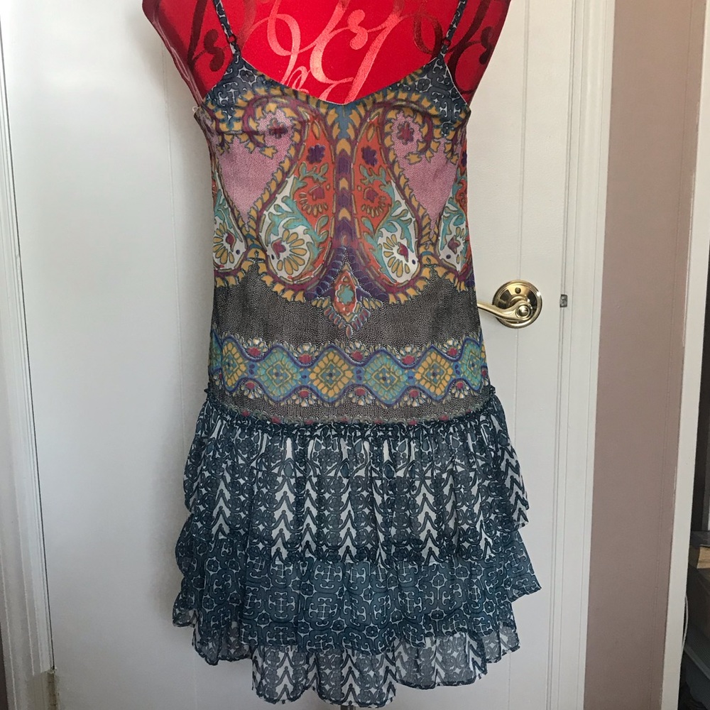 Band of Gypsies Paisley Ruffle Slip Dress - Picture 2 of 4